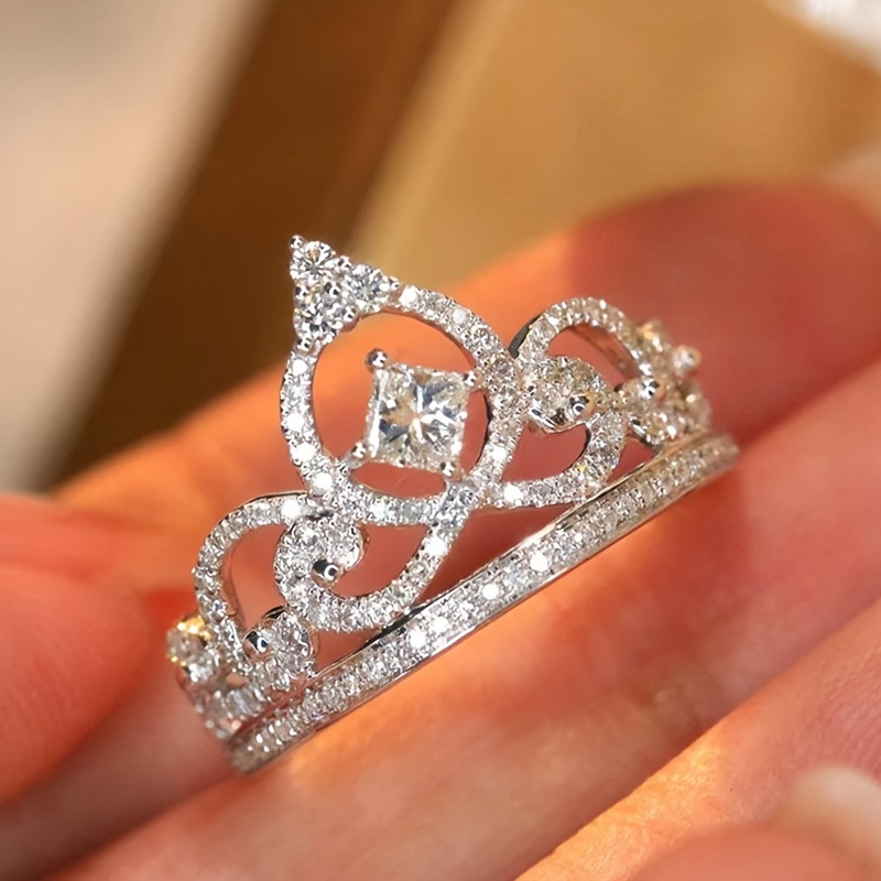 Princess Crown Ring Women's Band Delicate Elegance Jewelry